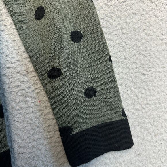 Ella J Cardigan Women Small Sweater Merino Wool Polka Dots Green Retro Knit - Picture 5 of 11